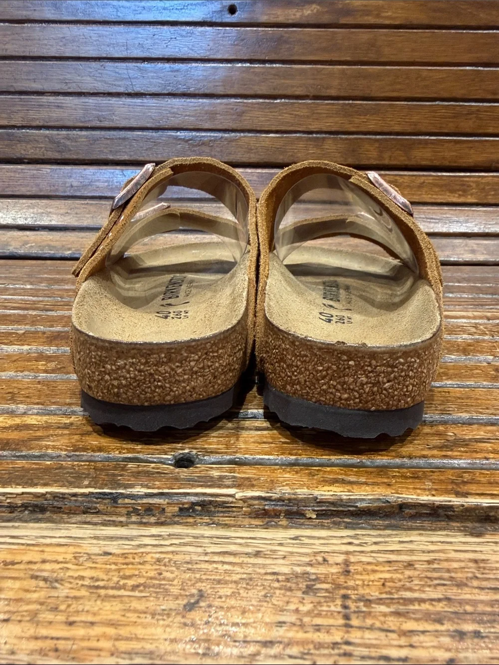 Studded Brown Suede Double Strap Sandals